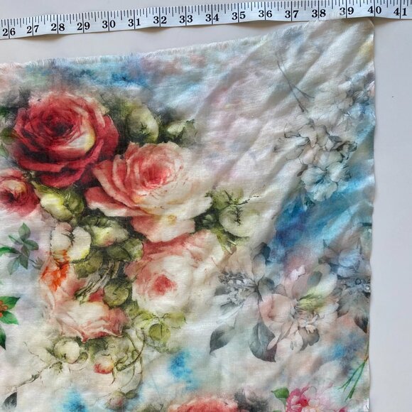 Flower Print Large Cotton Linen Blend Shawl Scarf Wraps 40"x69" - Picture 8 of 11
